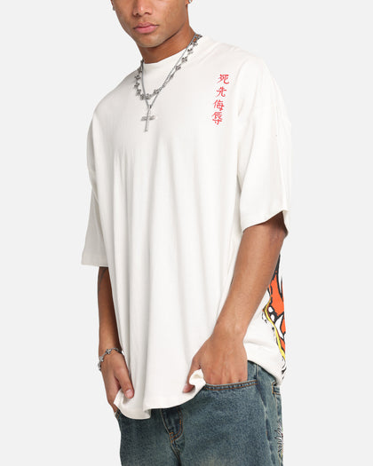Ed Hardy Tiger Oversized Print T-Shirt Off White