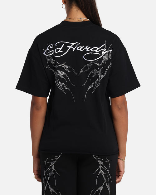Ed Hardy Techno Rhinestone T-Shirt Black