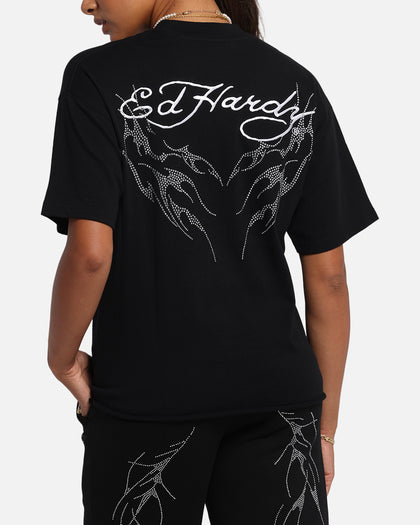 Ed Hardy Techno Rhinestone T-Shirt Black