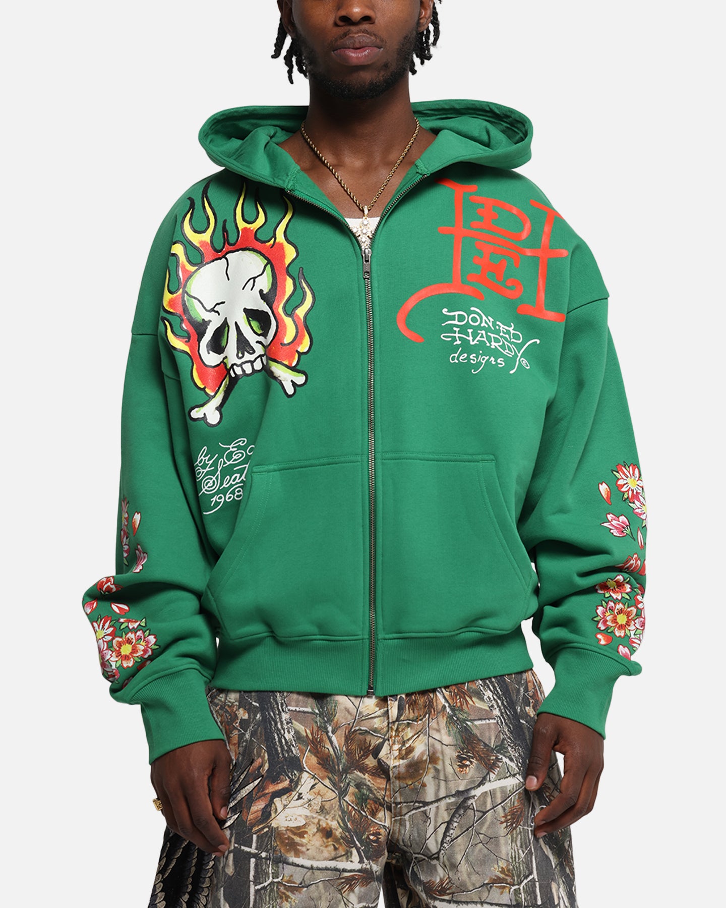 Ed Hardy Love Kills Slowly Zip Hoodie Green | Culture Kings