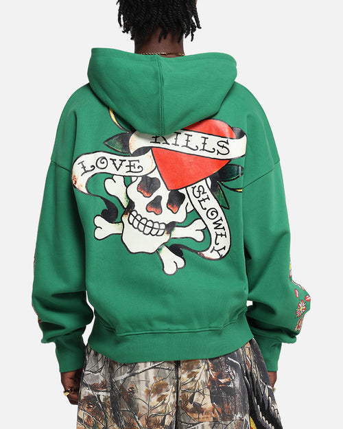 Ed Hardy Love Kills Slowly Zip Hoodie Green
