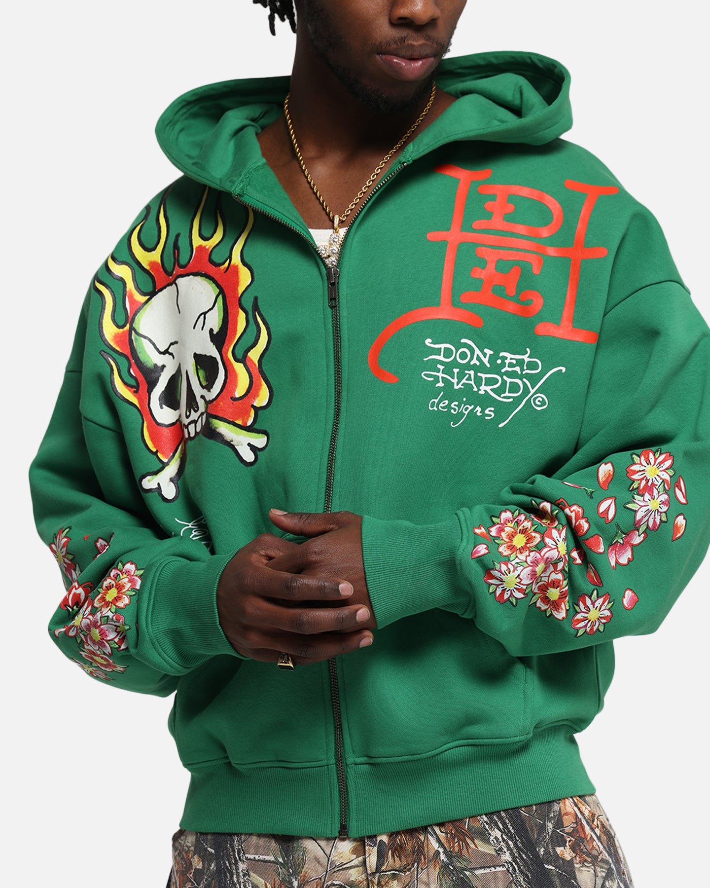 Ed Hardy Love Kills Slowly Zip Hoodie Green | Culture Kings