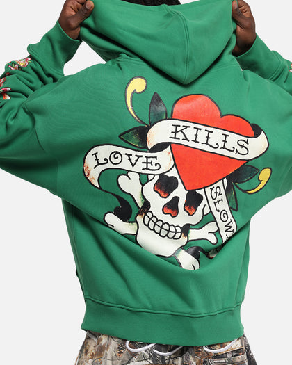 Ed Hardy Love Kills Slowly Zip Hoodie Green