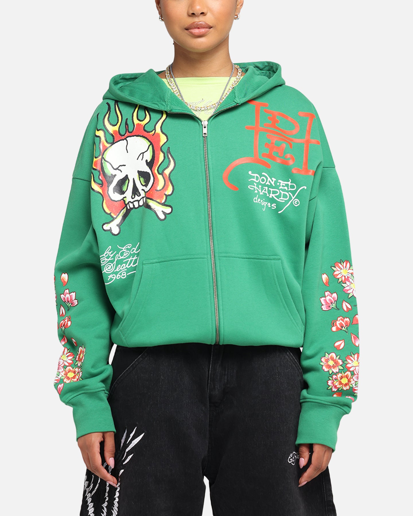 Ed Hardy Love Kills Slowly Zip Hoodie Green | Culture Kings
