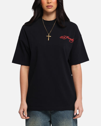 Ed Hardy Oversized Panther T-Shirt Black
