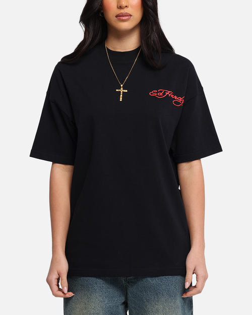 Ed Hardy Oversized Panther T-Shirt Black