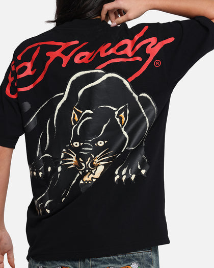 Ed Hardy Oversized Panther T-Shirt Black