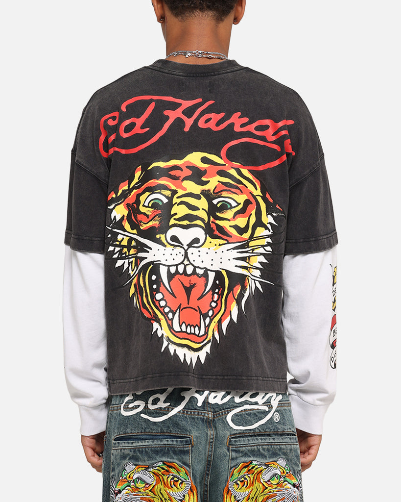 Edberg Black Tiger Print T-Shirt