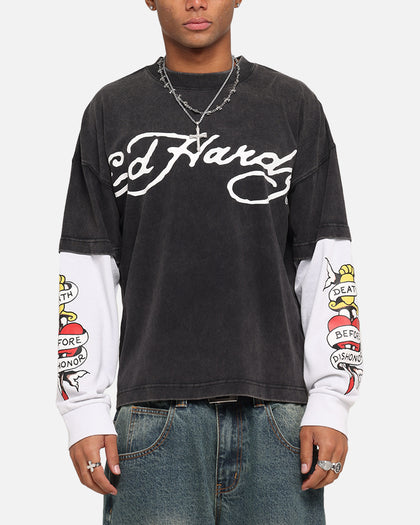 Ed Hardy Tiger Layered Long Sleeve T-Shirt Black