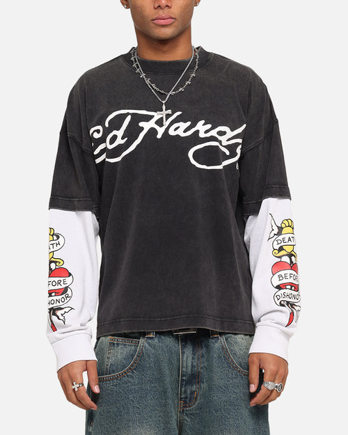 Ed Hardy Tiger Layered Long Sleeve T-Shirt Black