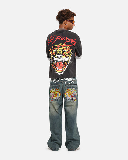 Ed Hardy Tiger Layered Long Sleeve T-Shirt Black
