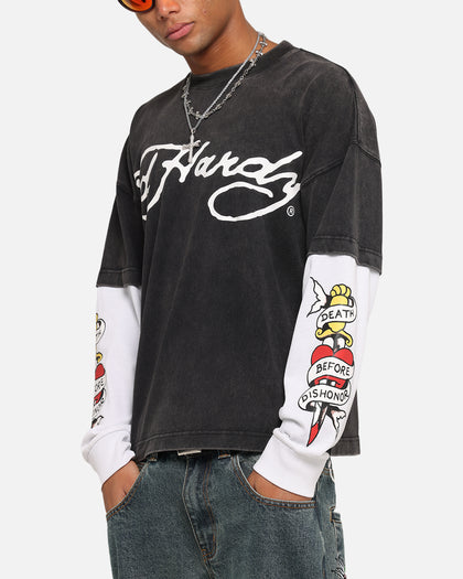 Ed Hardy Tiger Layered Long Sleeve T-Shirt Black