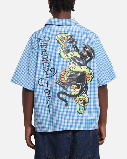 Ed Hardy Panther Button-Up Shirt Blue