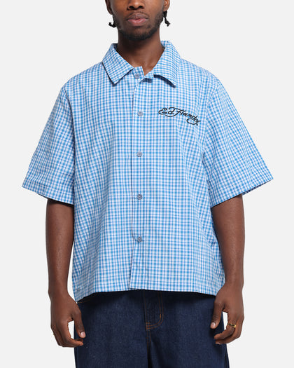 Ed Hardy Panther Button-Up Shirt Blue