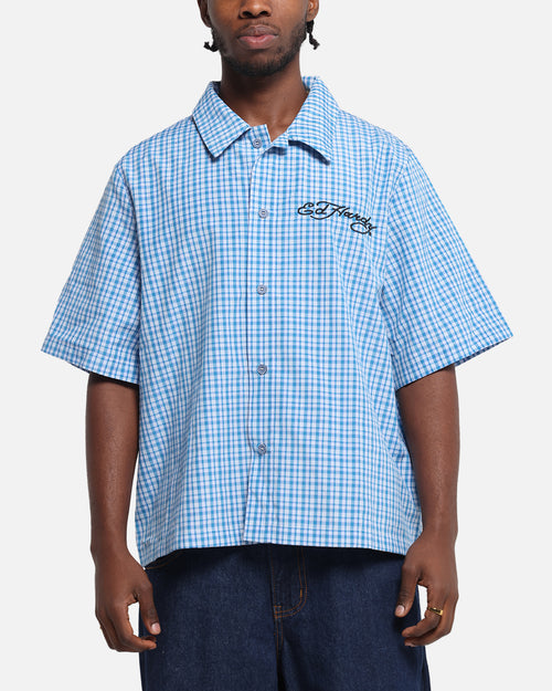 Ed Hardy Panther Button-Up Shirt Blue