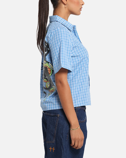 Ed Hardy Panther Button-Up Shirt Blue