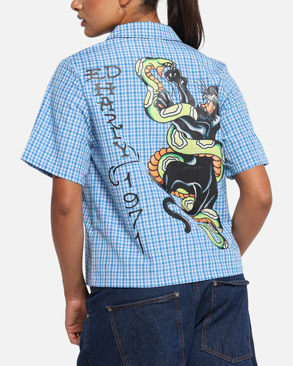 Ed Hardy Panther Button-Up Shirt Blue