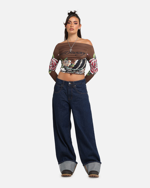 Ed Hardy Women's Eagle Long Sleeve T-Shirt Brown