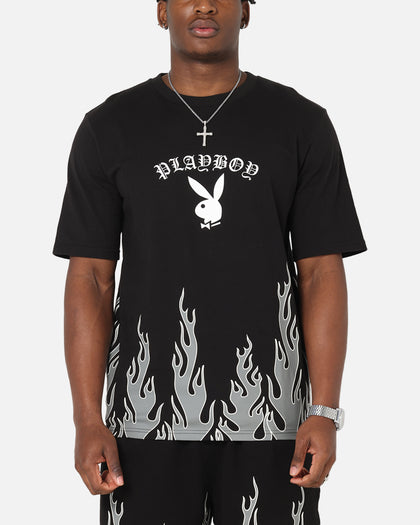 Playboy Gothic Flames T-Shirt Black