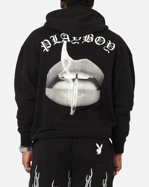 Playboy Gothic Mono Lips Hoodie Black