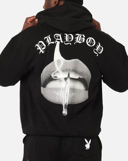 Playboy Gothic Mono Lips Hoodie Black
