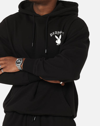 Playboy Gothic Mono Lips Hoodie Black