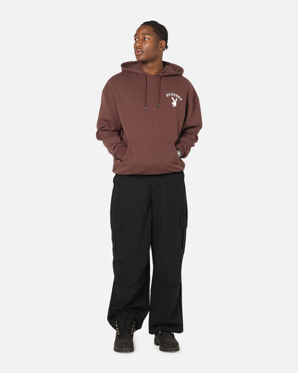 Playboy Gothic Mono Lips Hoodie Washed Brown