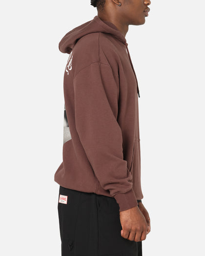 Playboy Gothic Mono Lips Hoodie Washed Brown