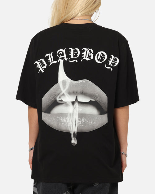 Playboy Gothic Mono Lips T-Shirt Black