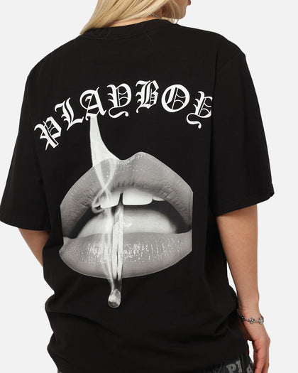 Playboy Gothic Mono Lips T-Shirt Black