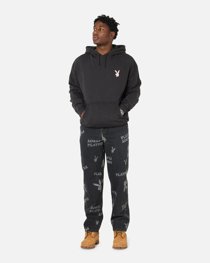 Playboy Stack Washed Hoodie Washed Black