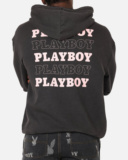 Playboy Stack Washed Hoodie Washed Black