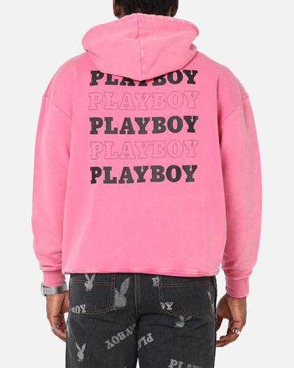 Playboy Stack Washed Hoodie Washed Raspberry