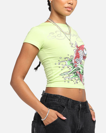 Ed Hardy Women's Koi Baby T-Shirt Green