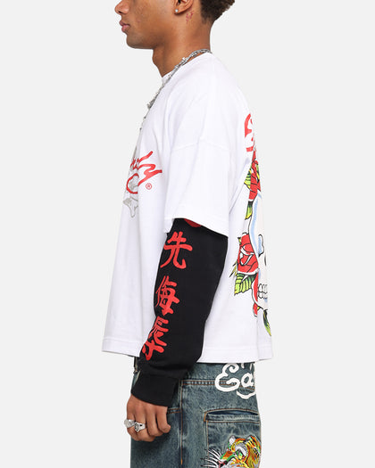 Ed Hardy Skull Layered Long Sleeve T-Shirt White