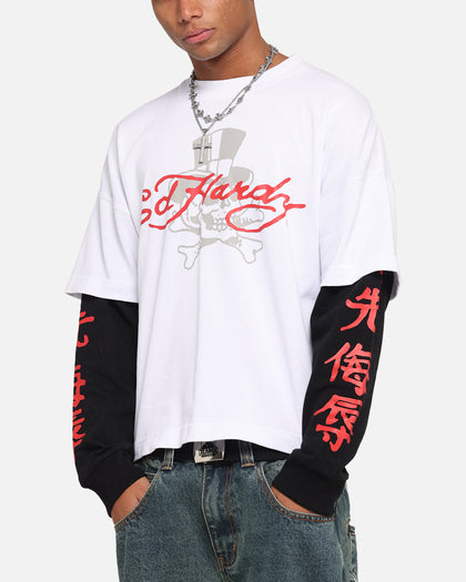 Ed Hardy Skull Layered Long Sleeve T-Shirt White