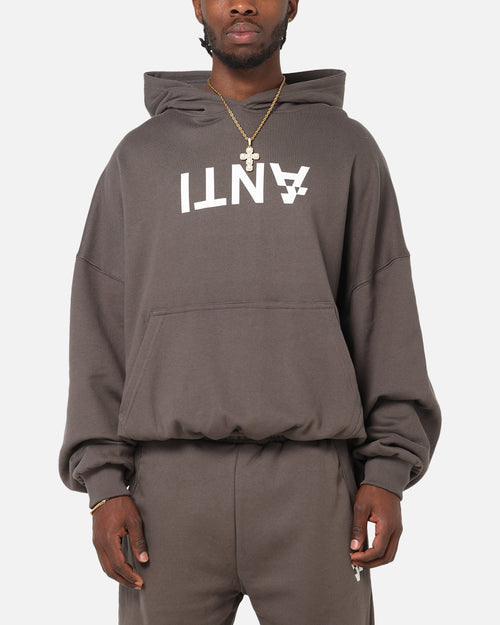 The Anti Order Reverse Logo Hoodie Charcoal Grey