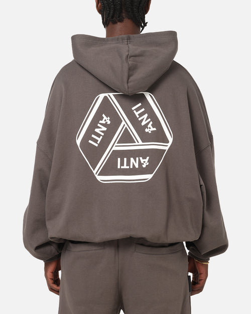 The Anti Order Reverse Logo Hoodie Charcoal Grey