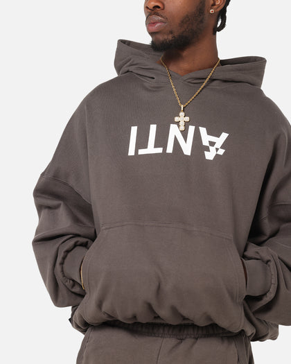 The Anti Order Reverse Logo Hoodie Charcoal Grey