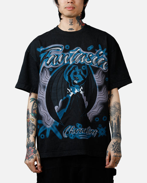 Goat Crew Disney Fantasia Chernabog Airbrush T-Shirt Black Acidwash