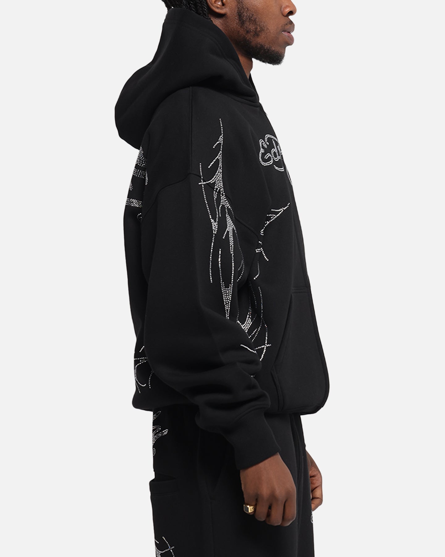 Ed Hardy Cyber Rhinestone Zip-Up Hoodie Black | Culture Kings