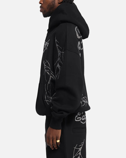 Ed Hardy Cyber Rhinestone Zip-Up Hoodie Black