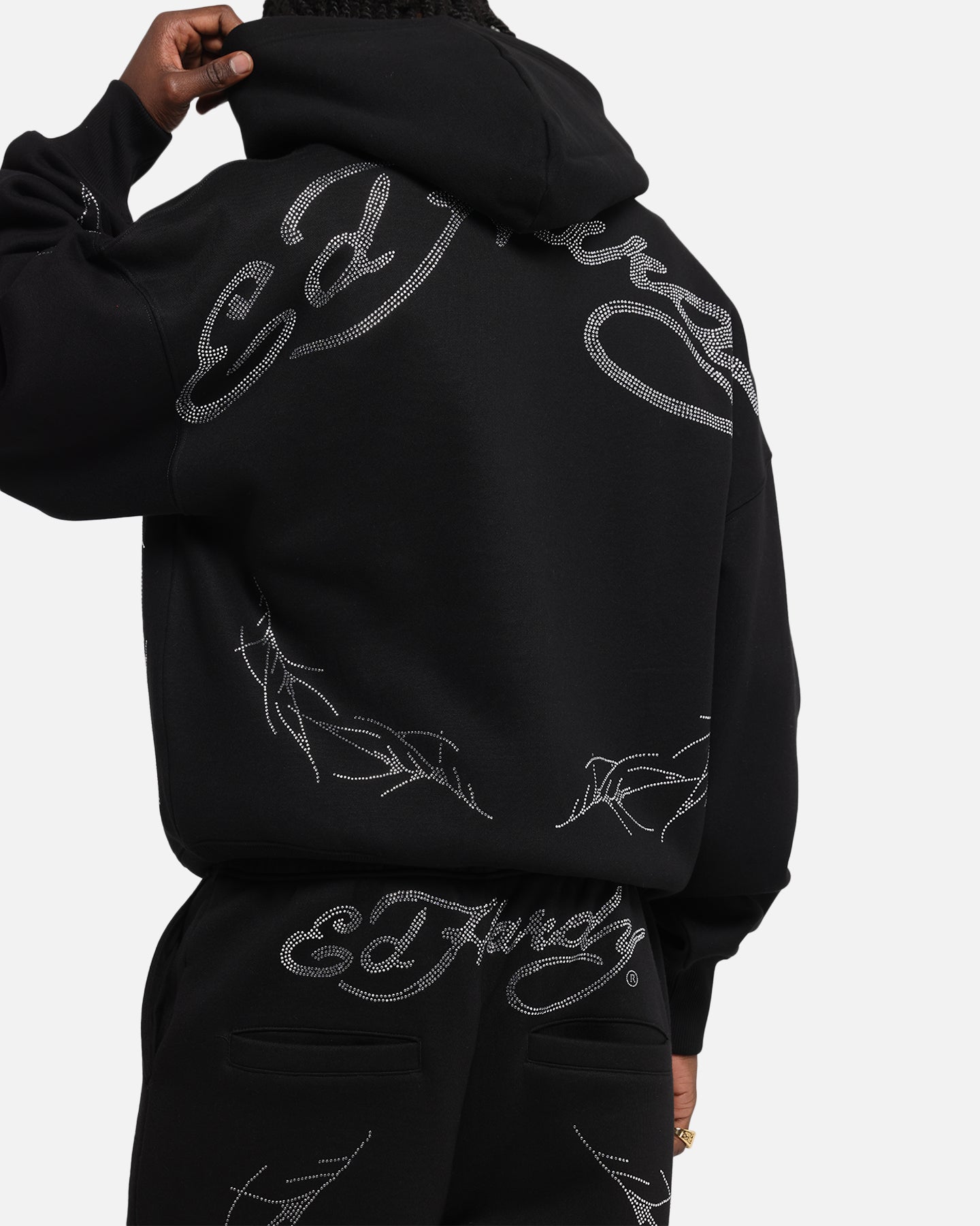 Ed Hardy Cyber Rhinestone Zip-Up Hoodie Black | Culture Kings