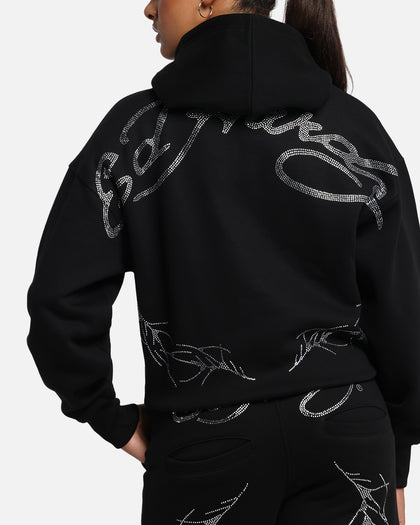 Ed Hardy Cyber Rhinestone Zip-Up Hoodie Black