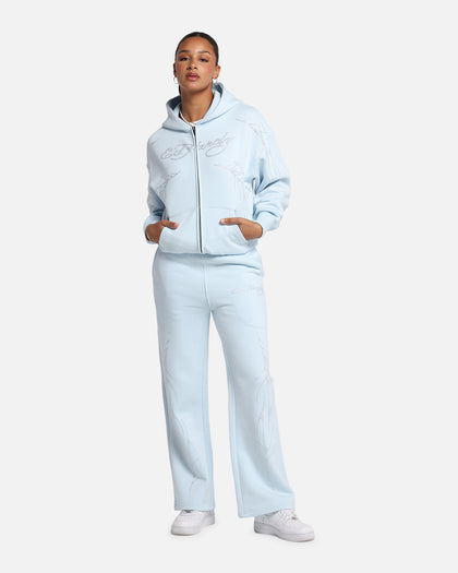 Ed Hardy Cyber Rhinestone Zip-Up Hoodie Light Blue