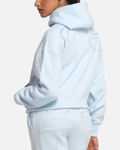 Ed Hardy Cyber Rhinestone Zip-Up Hoodie Light Blue