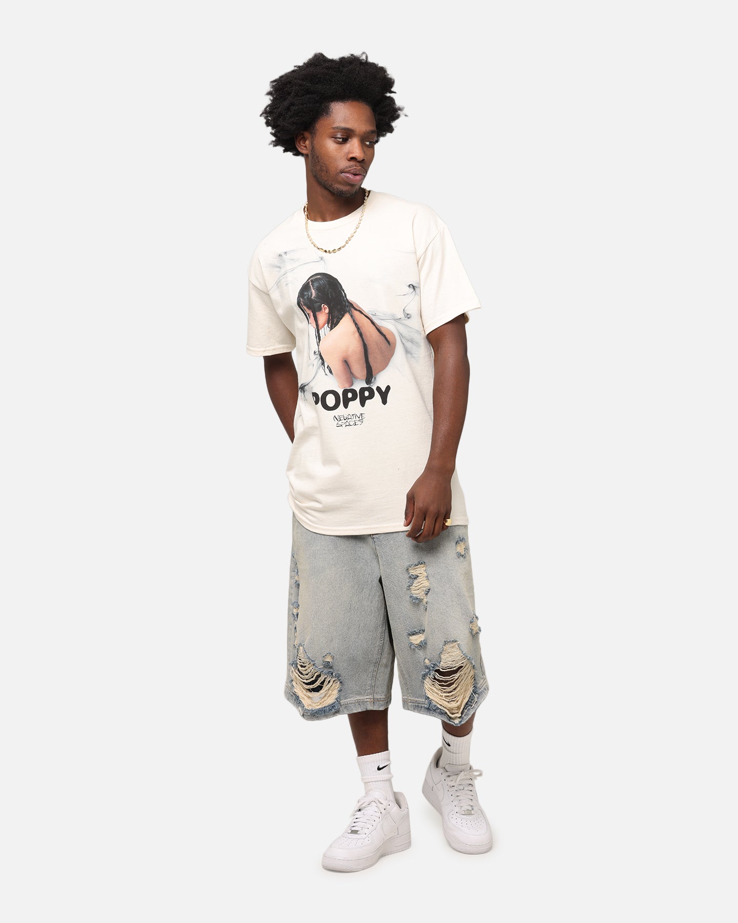Poppy Negative Spaces Track T-Shirt Off White | Culture Kings