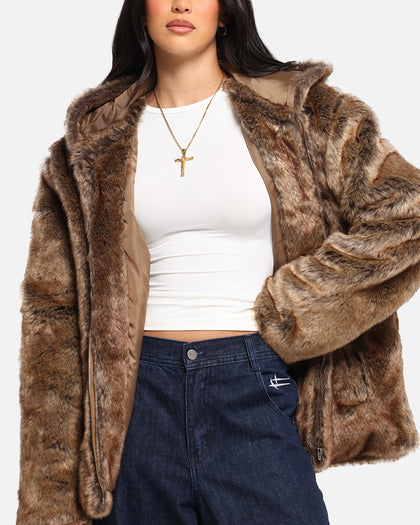 XXIII Into The Wild Fur Jacket Brown
