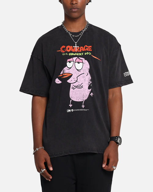 73Studio X Cartoon Network Courage The Cowardly Dog Grail Vintage T-Shirt Black Acidwash