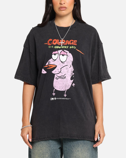 73Studio X Cartoon Network Courage The Cowardly Dog Grail Vintage T-Shirt Black Acidwash